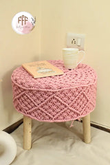 Blush Bloom Macrame Ottoman