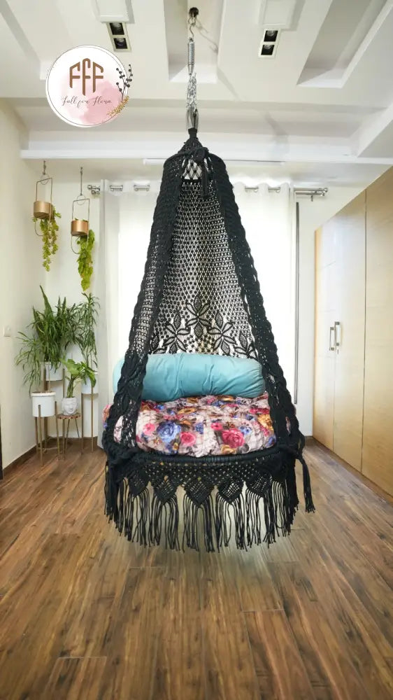 Charcoal Jade Swing Single Seater 40 Inches / Black Print