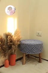 Daylight Blue Macrame Ottoman