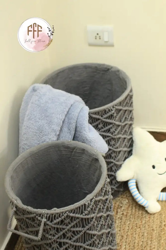 Melange Grey Laundry Baskets - Set Of 2