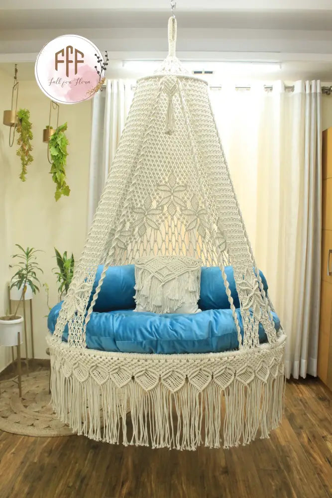 Santorini Dual Seater Swing 50 Inches / White Sky Blue