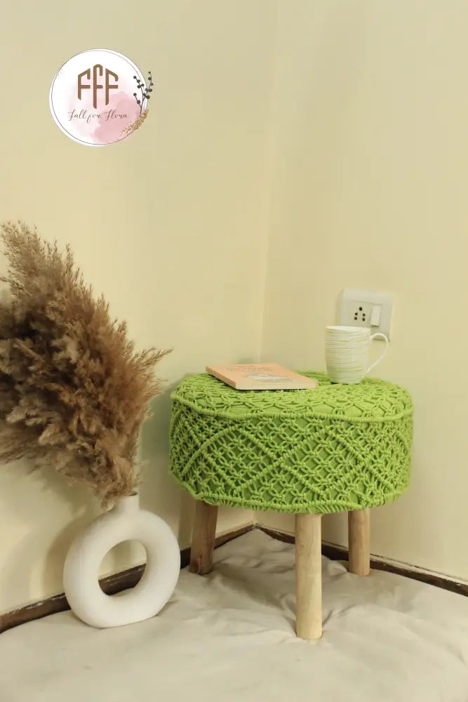 Zesty Green Macrame Ottoman